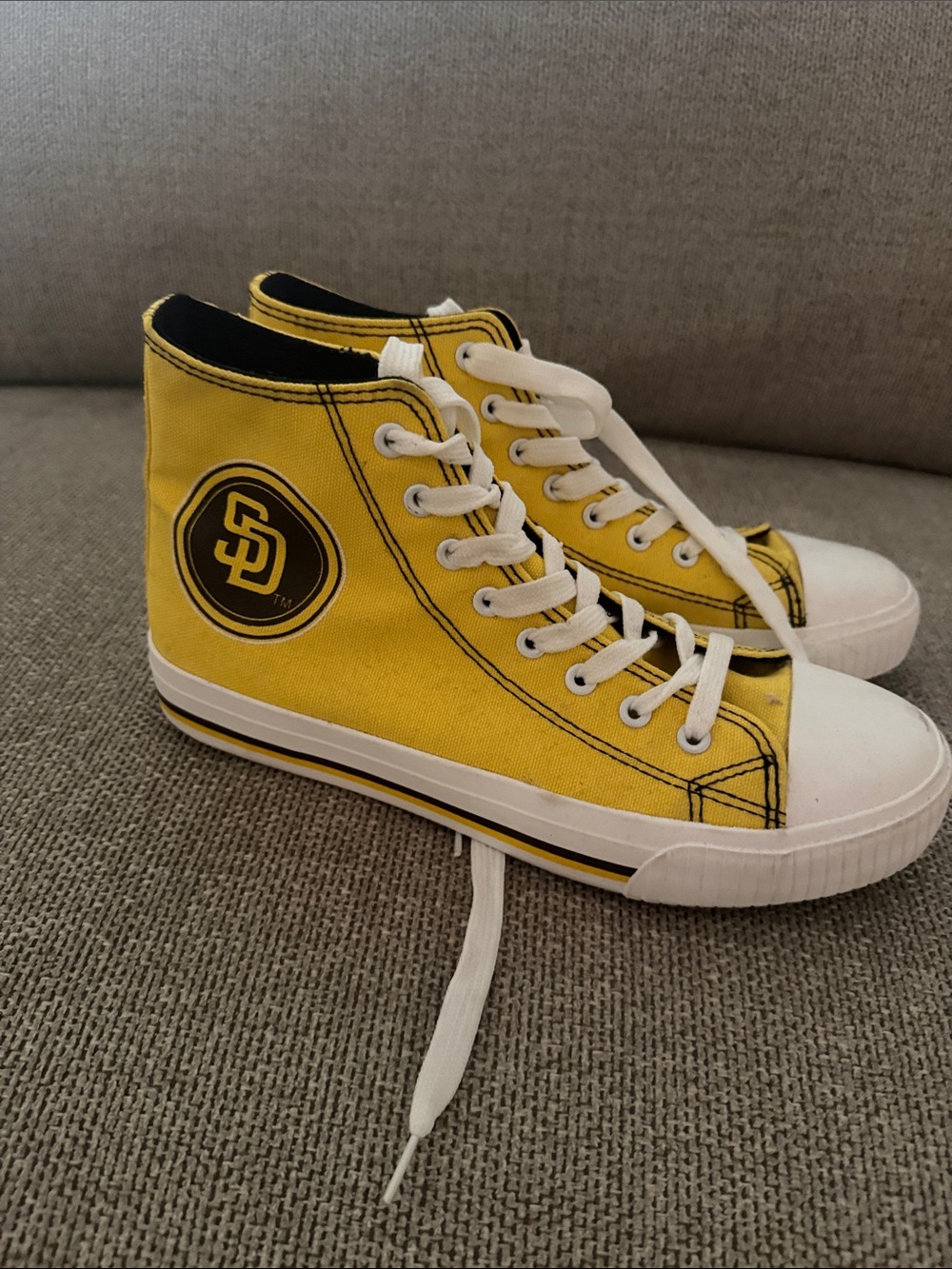 Yellow High-Top Canvas Sneakers with Team Logo - Men